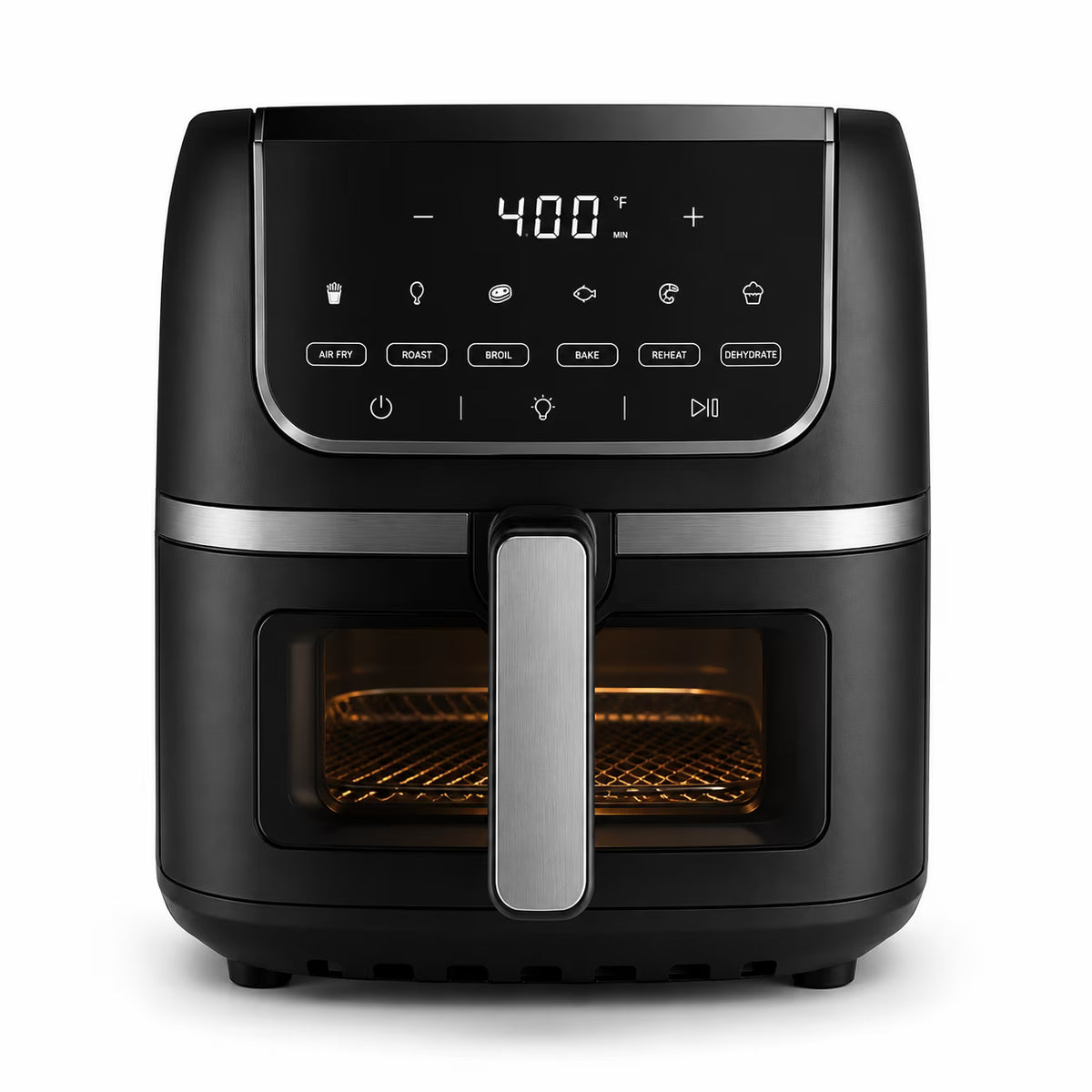 7.5QT Air Fryer, 1600W Large-Capacity Air Fryer with Visible Window, Touchscreen, 6 Cooking Presets, Adjustable Time & Temperature, Nonstick Basket, Black