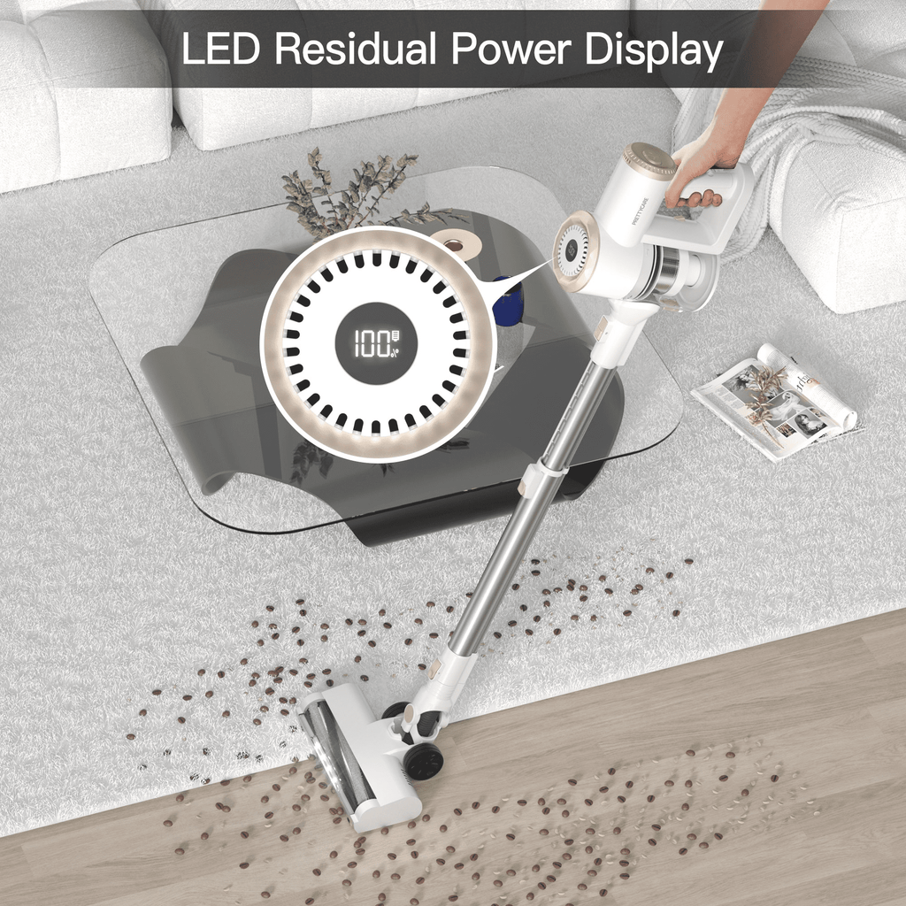 PrettyCare Cordless Stick Vacuum Cleaner Lightweight Upright for Carpet Hard Floor Pet Hair W200-W