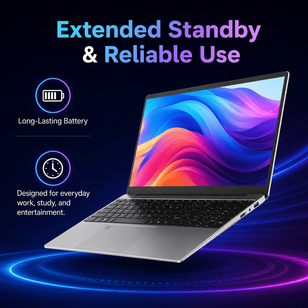 15.6 Student Laptop, Intel 5205U, 8GB RAM 256GB ROM Notebook Business Laptop for Beginner, Student, Business
