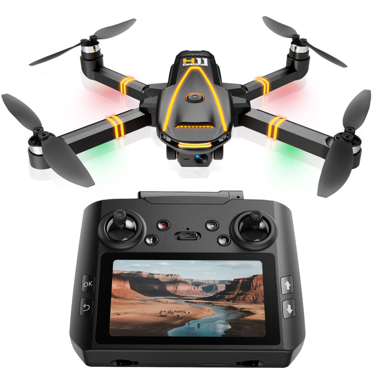 GPS Drone with 4K Camera,RC Drones with 4.5 inch HD Screen on Controller,Auto Return,2 Batteries for 45 min Flight Time,Long Range Transmission,Circle Fly and Follow Me Mode,Foldable Quadcopter