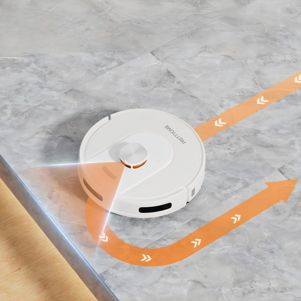 PrettyCare Robot Vacuum and Mop Combo Cleaner 9000pa,85 Days Self-Emptying & Recharging Station with 3D Home Mapping for Debris/Stain/Hair/Pet, L1 PRO, White