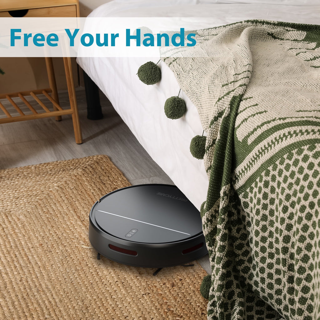 PrettyCare Robot Vacuum Cleaner with 2800Pa,Featured Carpet Boost,Tangle-Free,Ultra Slim,Self-Charging C1 v2