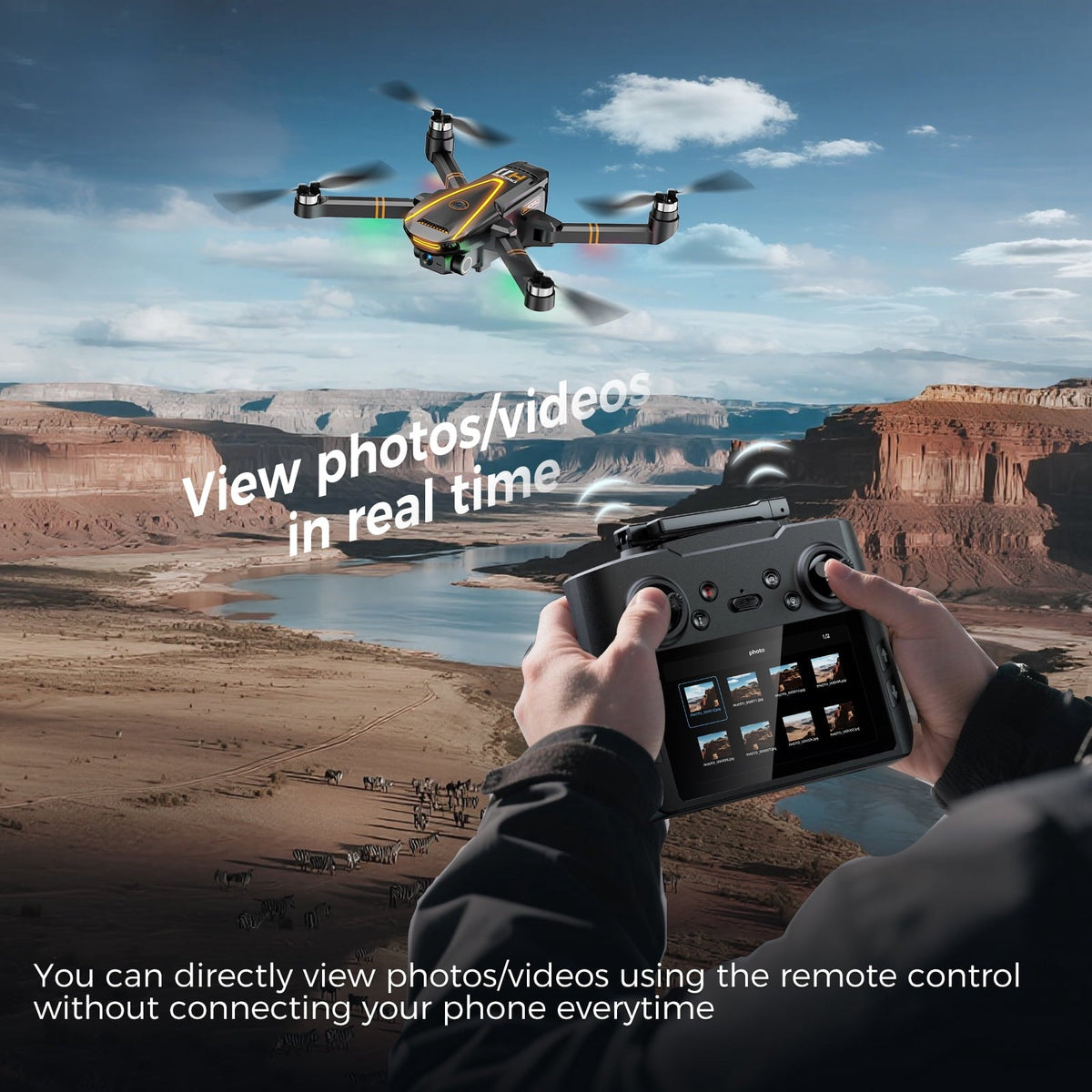GPS Drone with 4K Camera,RC Drones with 4.5 inch HD Screen on Controller,Auto Return,2 Batteries for 45 min Flight Time,Long Range Transmission,Circle Fly and Follow Me Mode,Foldable Quadcopter