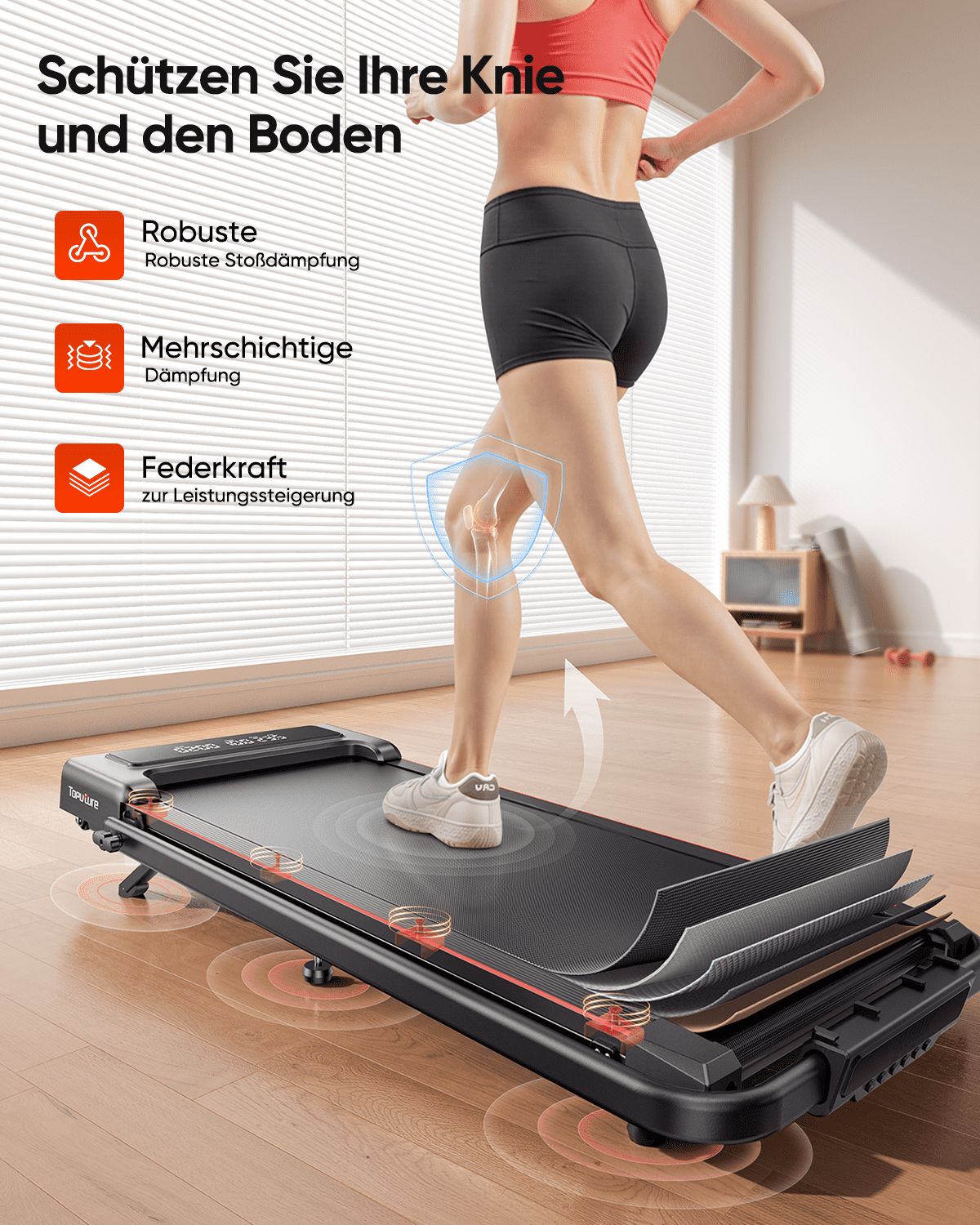 Toputure Walking Pad with 9% Adjustable Incline, 4-in-1 Folding Treadmill with Bluetooth App, LED Display, Remote Control, Compact Walking Pad for Home & Office, 300 lbs Capacity