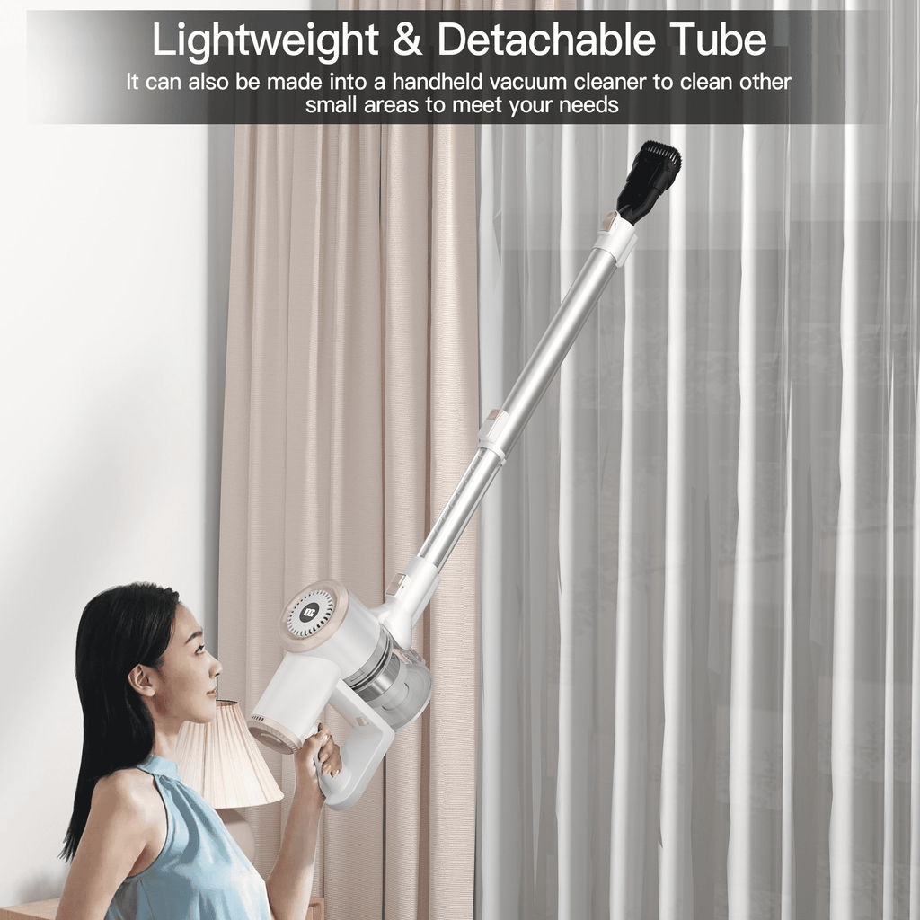 PrettyCare Cordless Stick Vacuum Cleaner Lightweight Upright for Carpet Hard Floor Pet Hair W200-W