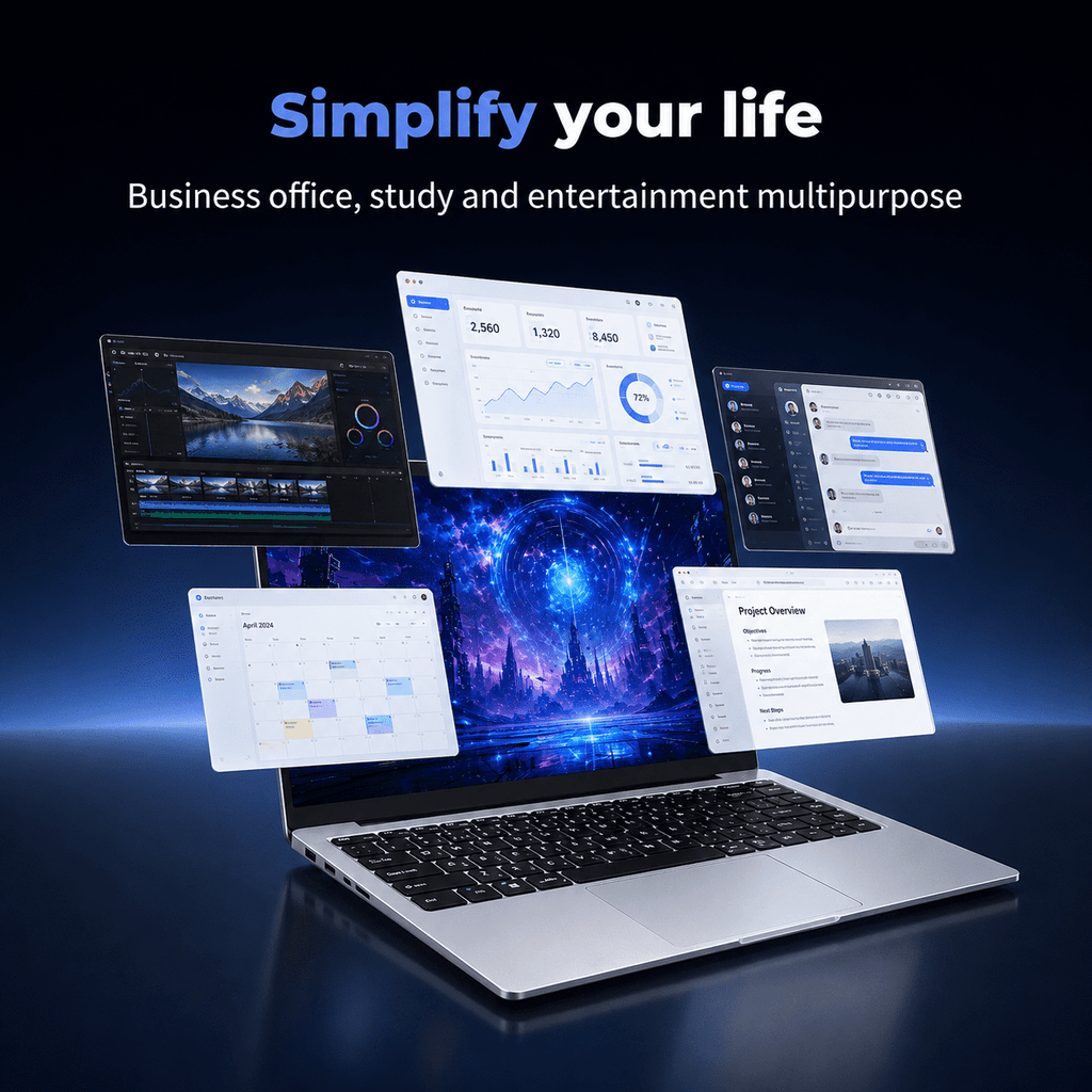 14.1" Laptop Computer, Intel Celeron N3450, 6GB RAM, 128GB SSD, Full HD Display, Ultra-Slim Notebook with WiFi, HDMI and Webcam, Silver