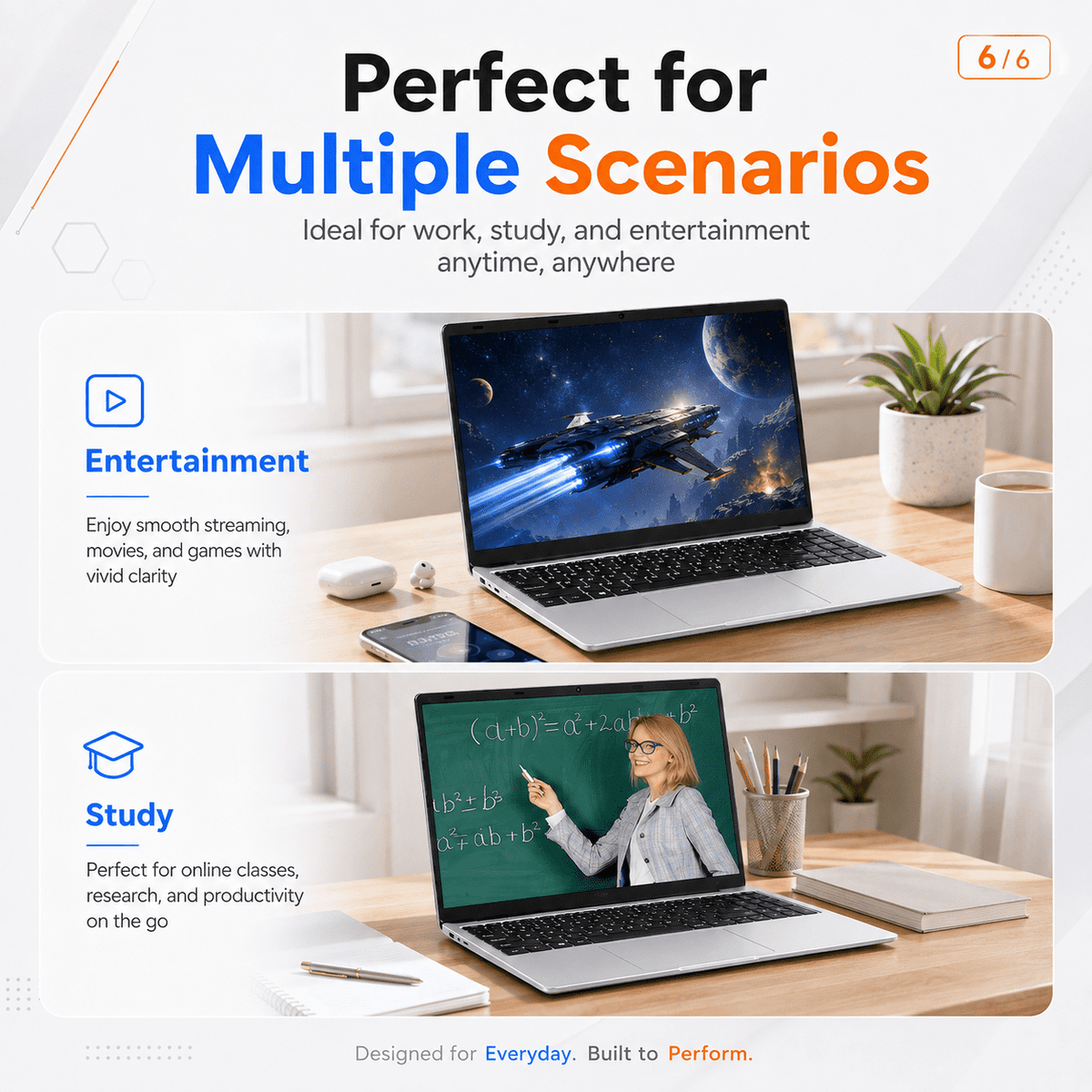 14.1" Laptop Computer, Intel N3450 Processor, 6GB RAM, 128GB SSD, Full HD Display, Ultra-Slim Notebook with WiFi, HDMI and Webcam, Silver