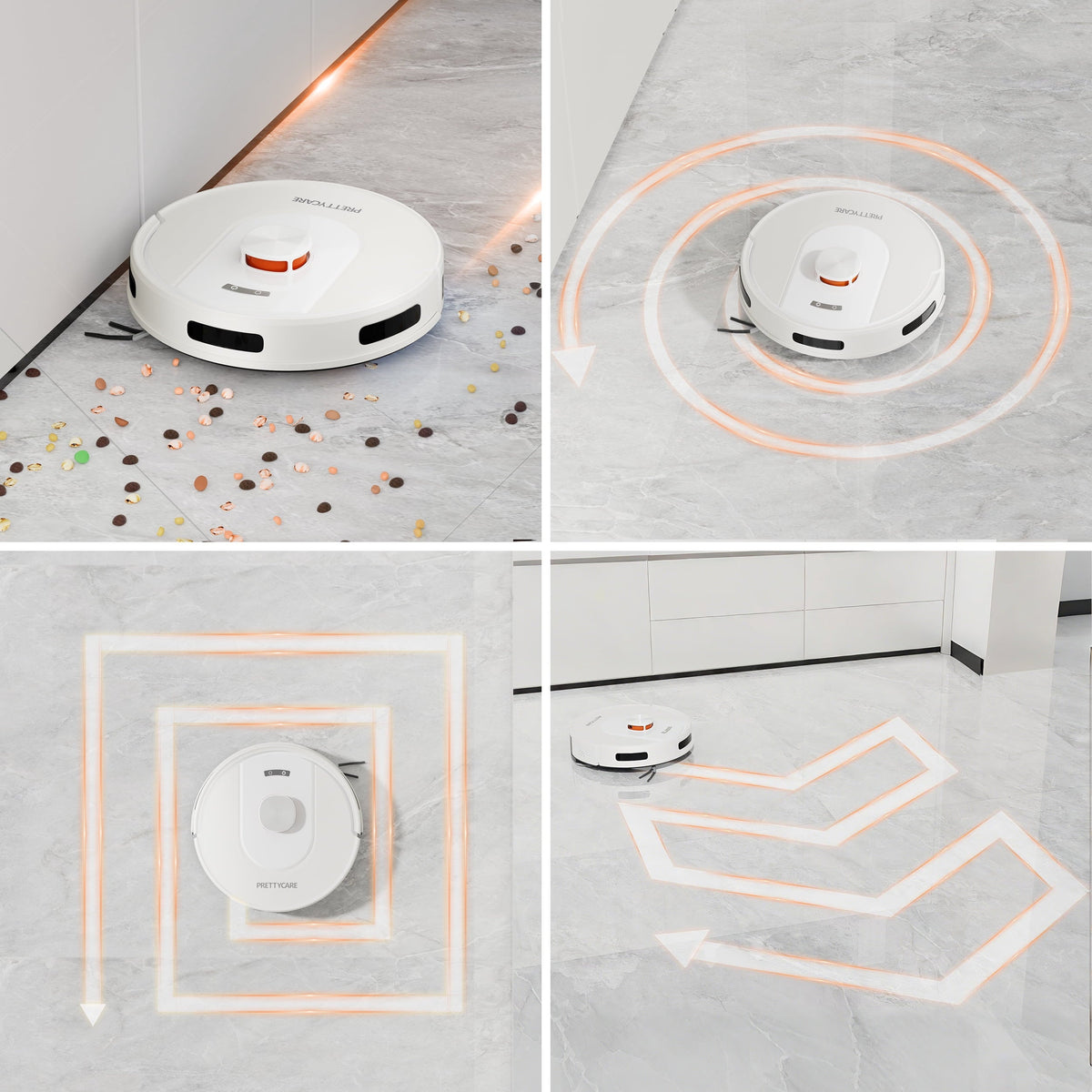 PrettyCare Robot Vacuum and Mop Combo Cleaner 9000pa,85 Days Self-Emptying & Recharging Station with 3D Home Mapping for Debris/Stain/Hair/Pet, L1 PRO, White