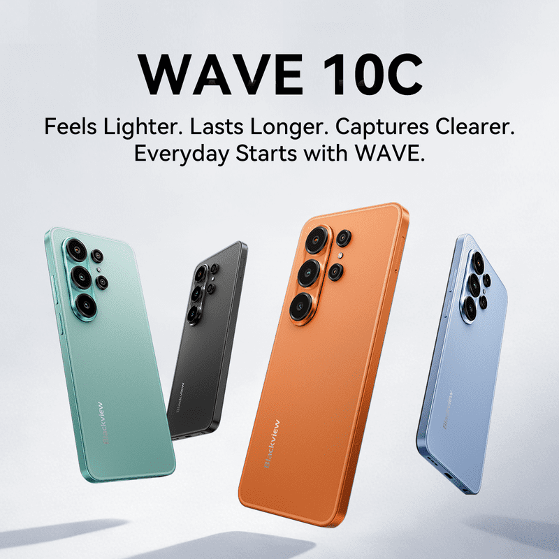 Blackview WAVE 10C Unlocked Android Phones,16GB+128GB,6.88" HD+ Display,5000mAh Long-Lasting Battery,32MP Rear Camera,13MP Selfie Camera,Dual SIM 4G LTE,Google Android 16(Sunset Orange)