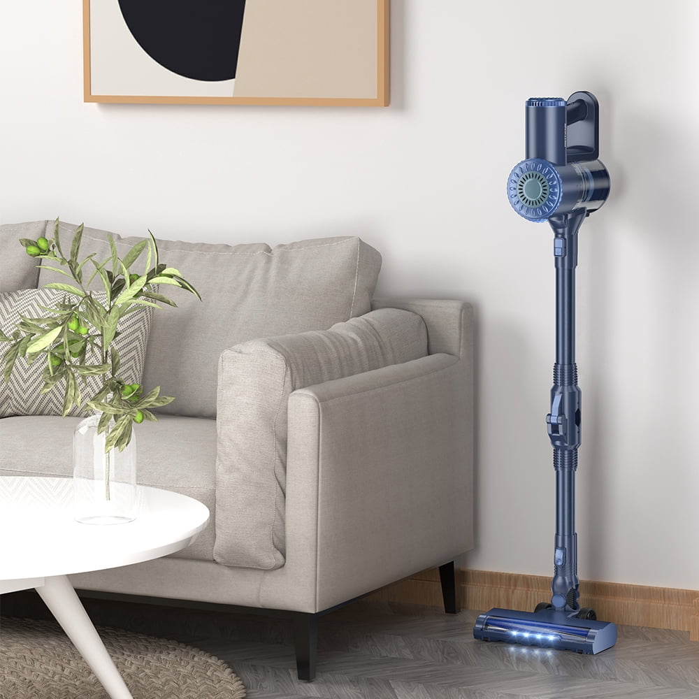 PrettyCare Cordless Stick Vacuum Cleaner 25Kpa Powerful Suction Upright for Carpet Hard Floor Pet Hair W400 Purple