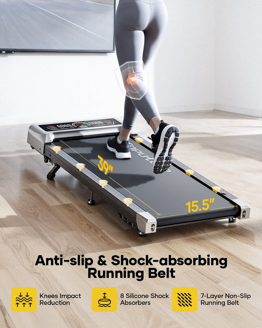 Toputure Walking Pad with 3-Level Manual Incline, Bluetooth APP, 12 Workout Programs, LED Display, Compact Under Desk Treadmill for Home & Office