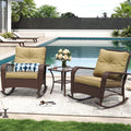 MRUAKA Outdoor Rocking Chairs Set of 3, Wicker Patio Furniture for Porch (Beige)