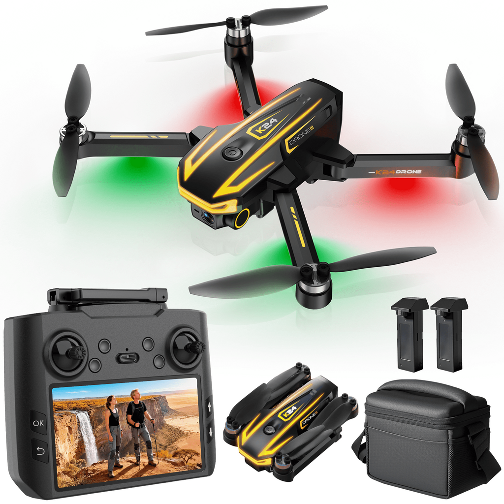 FPV Drone with Camera 4K for Adults,Big Screen on Remote Controller,2 pcs Batteries and Carrying Case,Gift for Men,Easy Fly Quadcopter for Beginners with Optical Flow Positioning