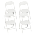 Gelloan 4 Pack Folding Chairs, Leather Padded Seat with Metal Frame Home Office Party Use,White