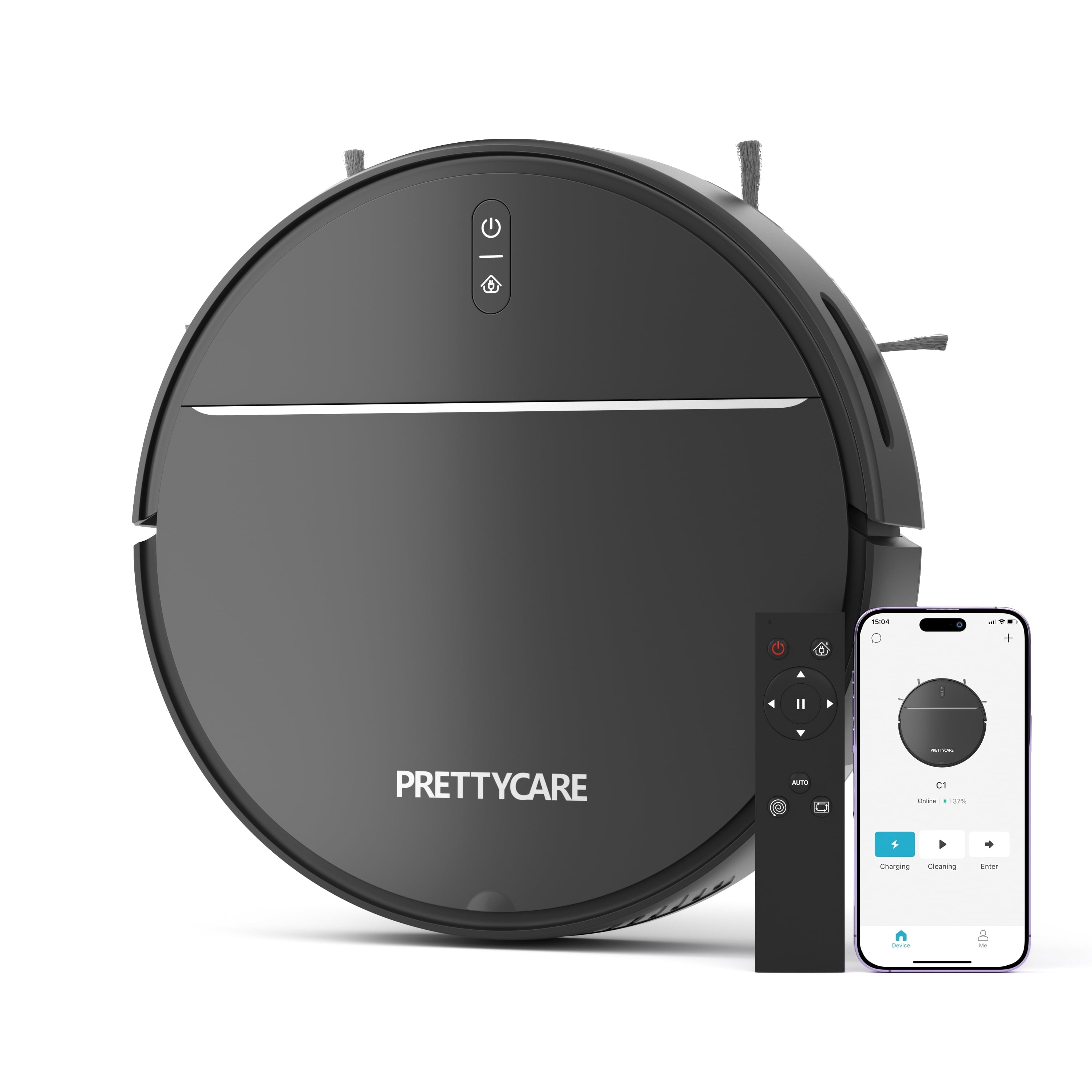 PrettyCare Robot Vacuum Cleaner with 2800Pa,Featured Carpet Boost,Tangle-Free,Ultra Slim,Self-Charging C1 v2