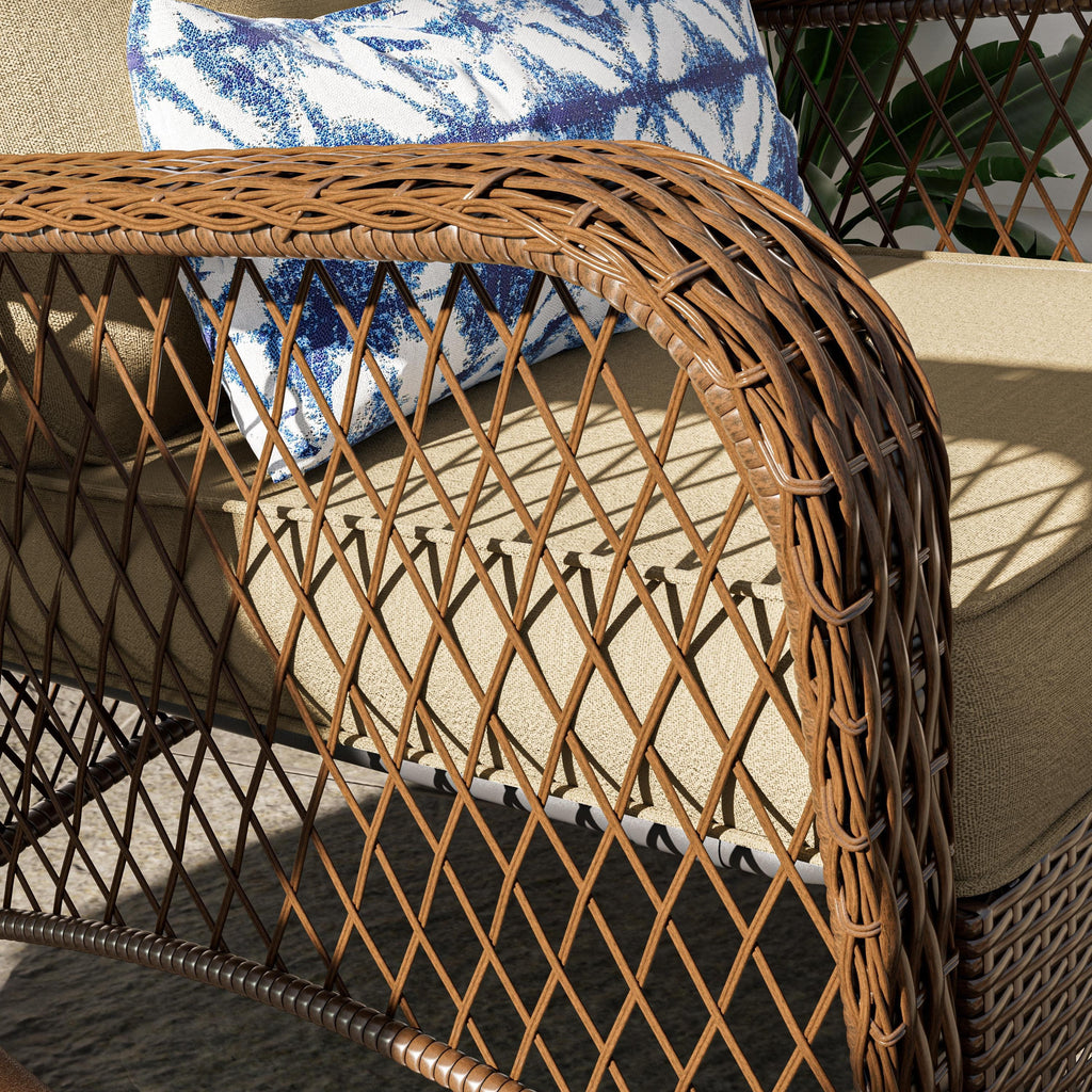 MRUAKA Outdoor Rocking Chairs Set of 3, Wicker Patio Furniture for Porch (Beige)