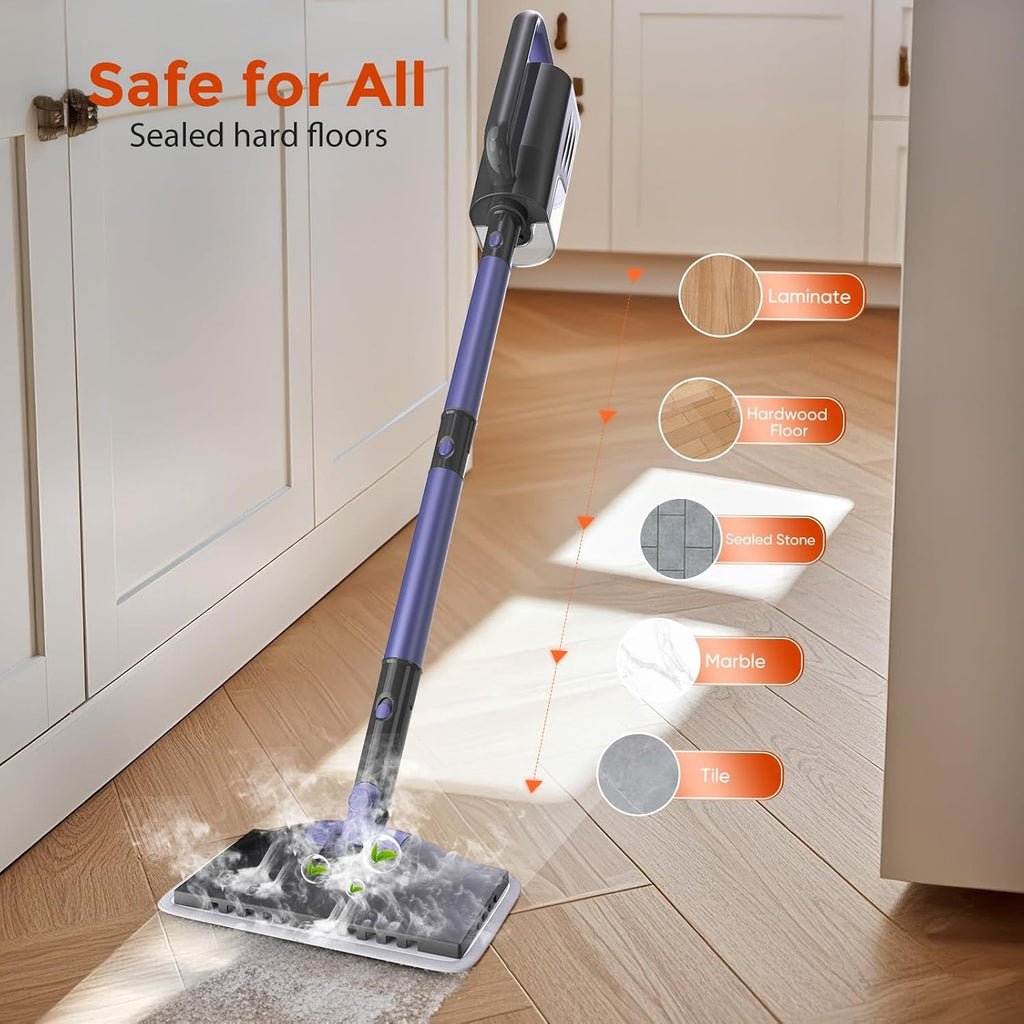 PrettyCare Steam Mop with Detachable Steam Cleaner，Handheld Steam Cleaner for Floor Cleaning