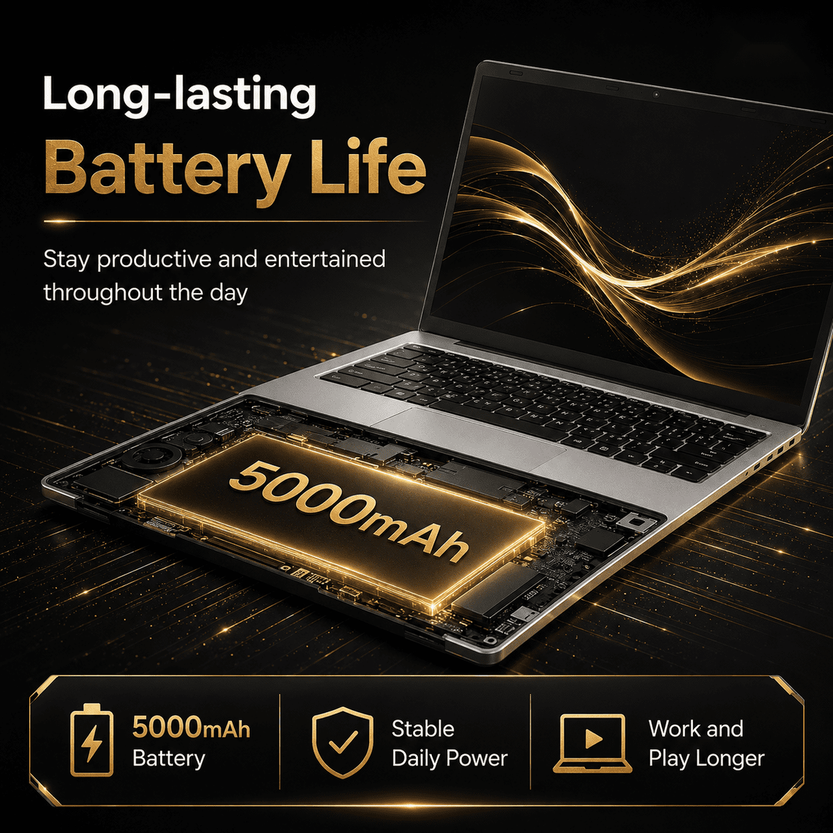 14.1-Inch Full HD Laptop, Intel N3450, 6GB Memory, 128GB SSD, Slim Portable Computer with WiFi, HDMI, Built-In Webcam, Silver