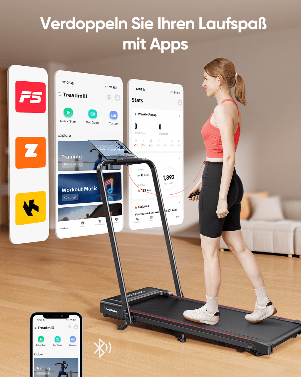 Toputure Walking Pad with 9% Adjustable Incline, 4-in-1 Folding Treadmill with Bluetooth App, LED Display, Remote Control, Compact Walking Pad for Home & Office, 300 lbs Capacity