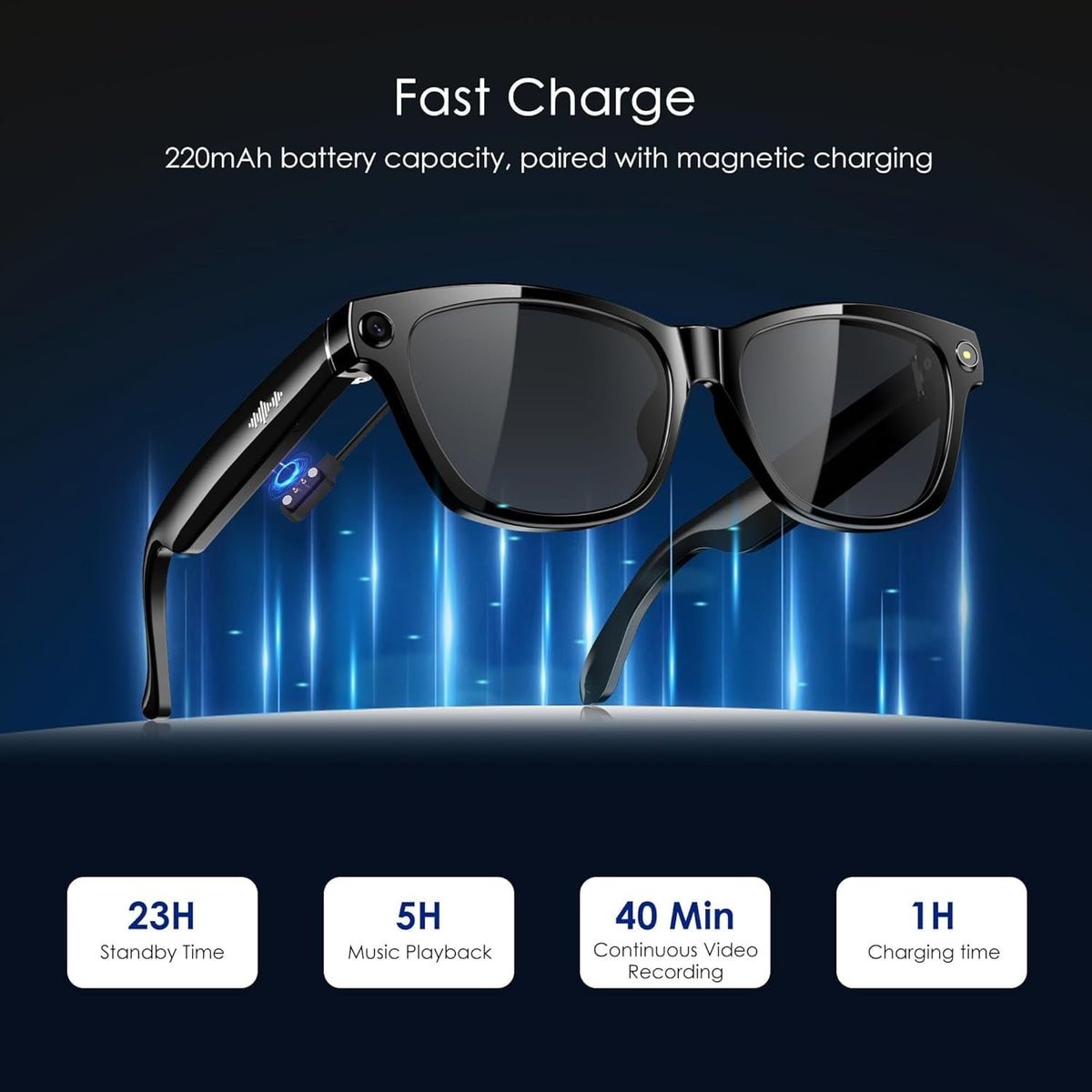 AI Smart Glasses with Camera, 4K HD Video & Photo Capture, Real-Time Translation, Recording Glasses with AI Assistant, Open-Ear Audio, Object Recognition, Bluetooth, for Travel