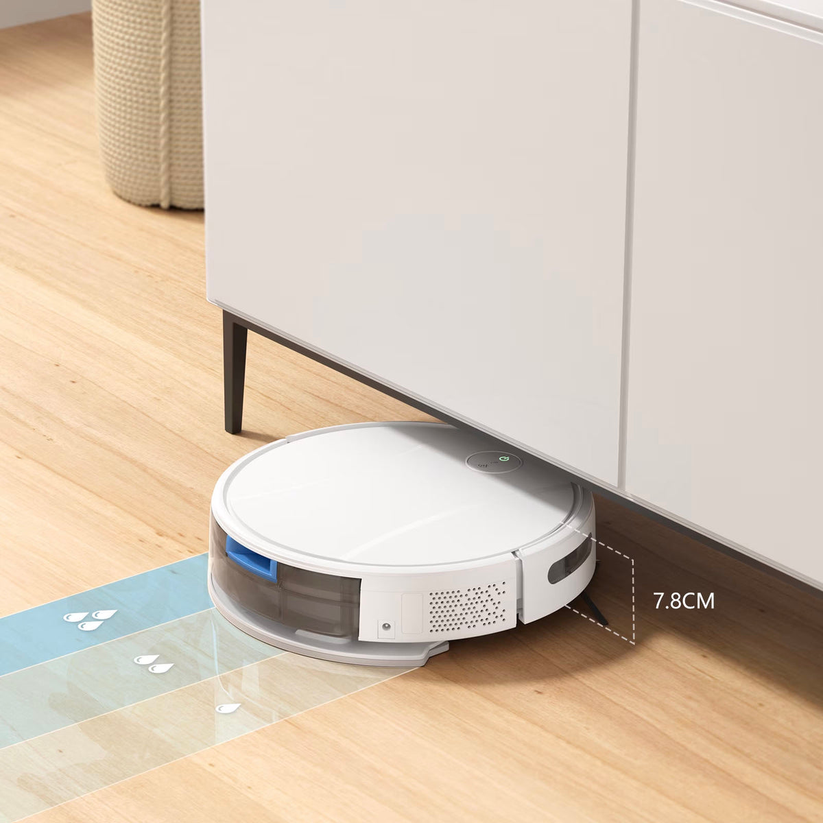 C2-v2 Robot Vacuum and Mop Combo Cleaner, 3-in-1, 8000Pa Suction, 5200mAh Battery, White