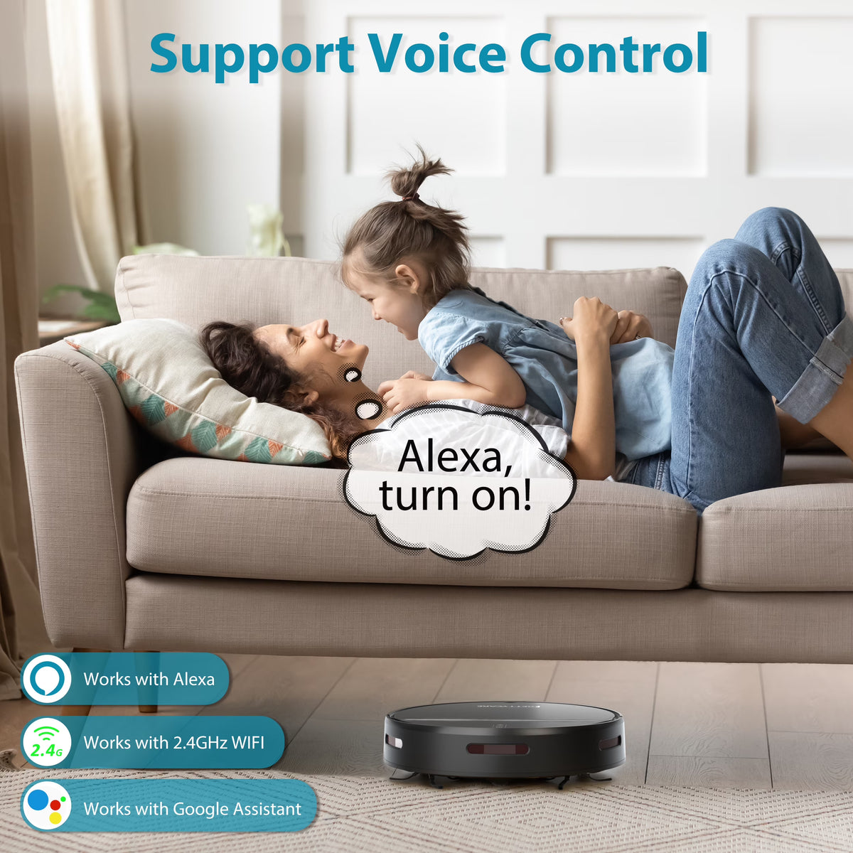 Robot Vacuum Cleaner with 2800Pa,Featured Carpet Boost,Tangle-Free,Ultra Slim,Self-Charging C1 v2